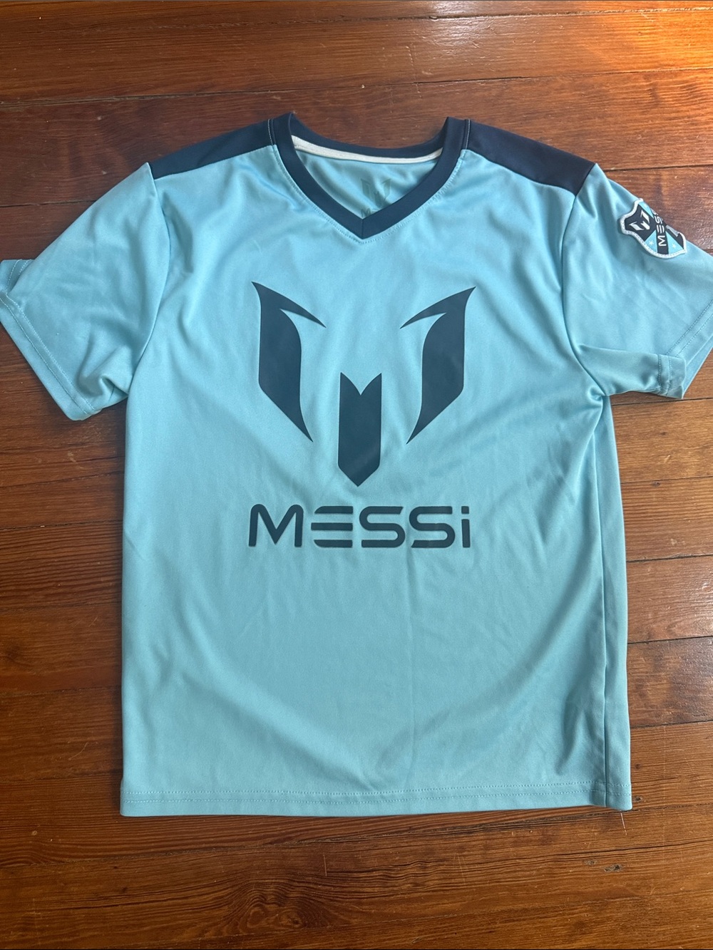 MESSI Light Blue Soccer Jersey with Dark Navy Accents